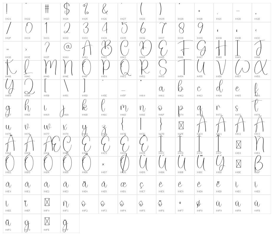 Laundry Character Map