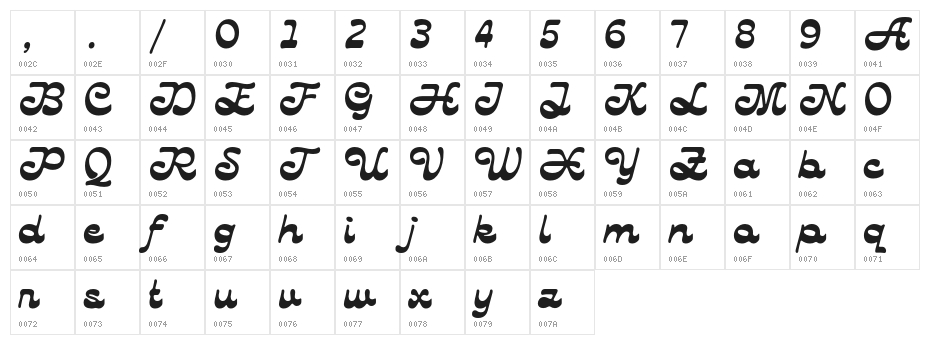 LautrenDEMO-Regular Character Map