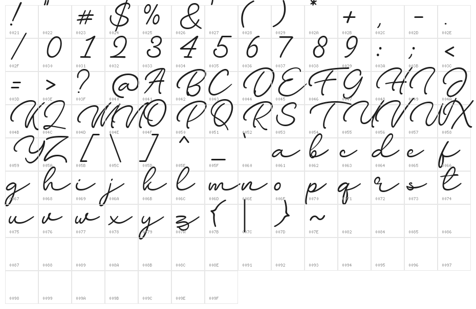 Lavitanie FREE PERSONAL Regular Character Map