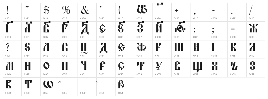 Lavra Plain Character Map