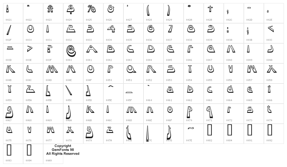 Layaway Character Map