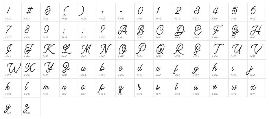 Layttona Regular Character Map