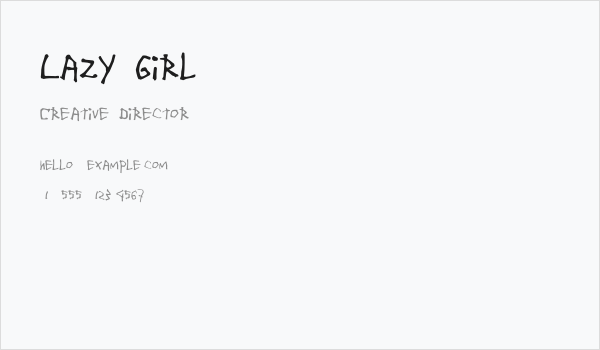Lazy Girl Business Card