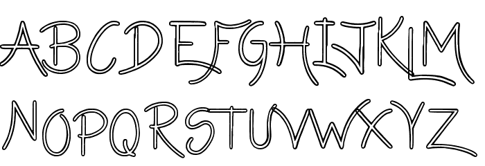 Lazy Girls hollow Font LOWERCASE