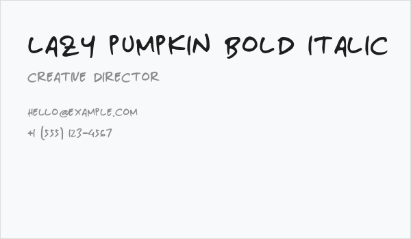 Lazy Pumpkin Bold Italic Business Card