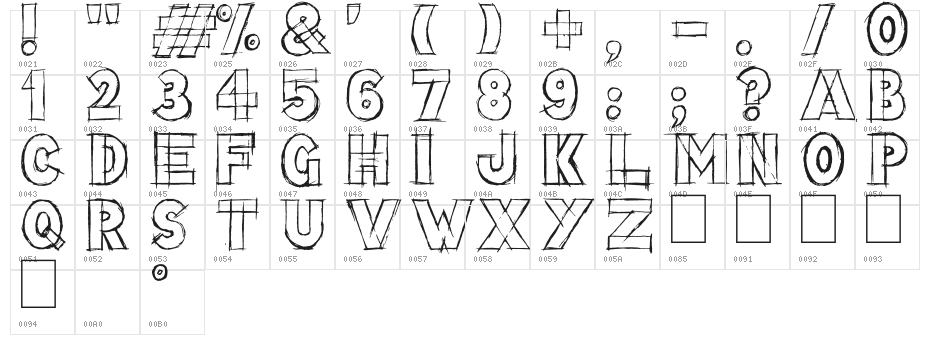 Lazy Sketch Character Map
