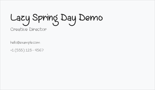 Lazy Spring Day Demo Business Card