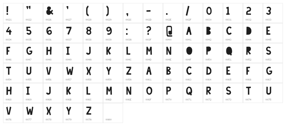 Lazy Sunday Regular Character Map