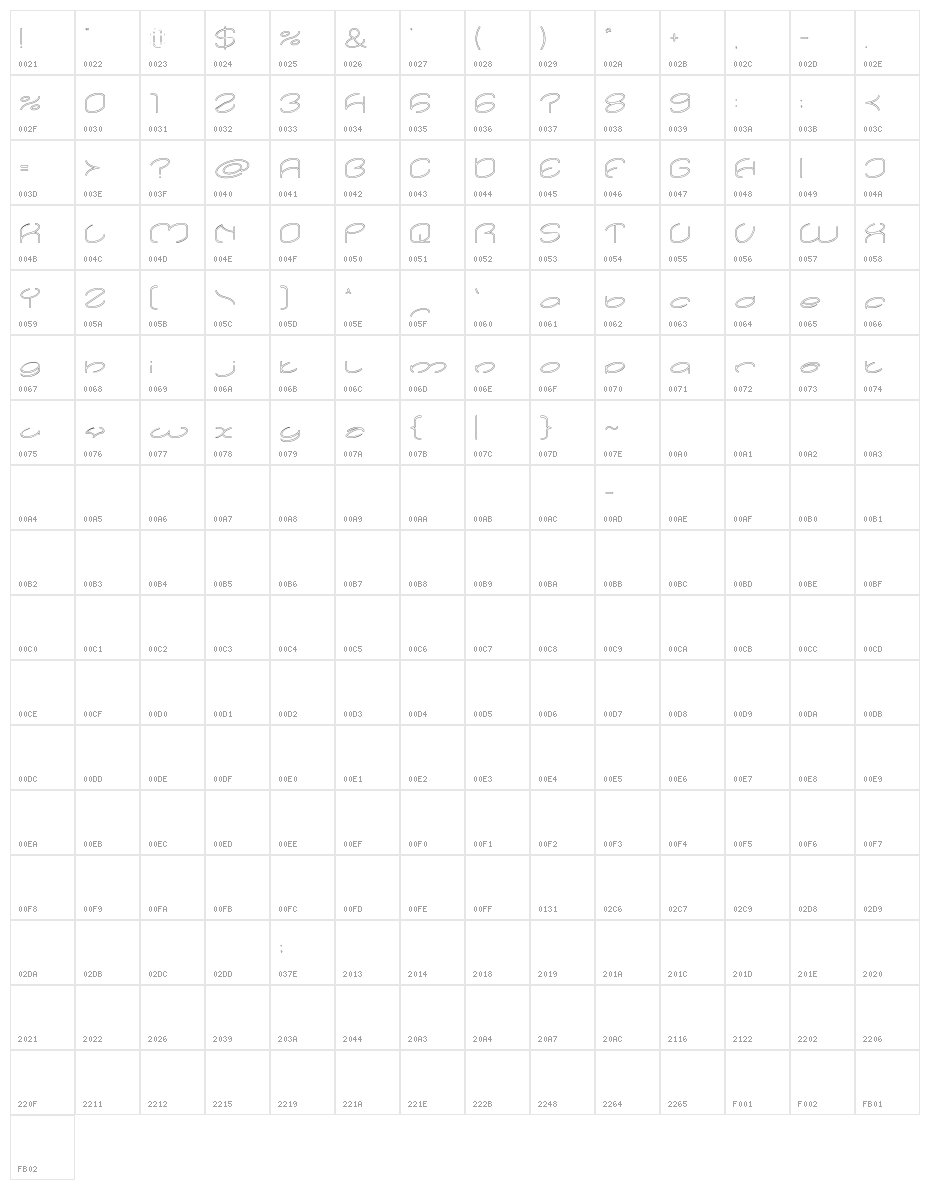 lanitta-Hollow Character Map