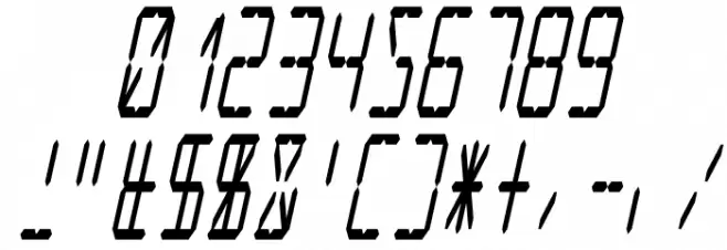 LCD Display: 14 Segment (Italic Condensed) Font OTHER CHARS