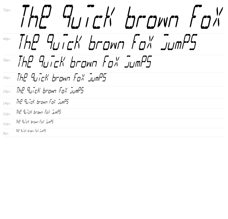 LCD Display: 14 Segment (Italic Condensed) Waterfall