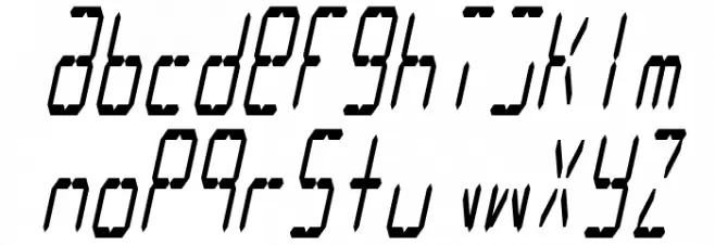 LCD Display: 14 Segment (Italic Condensed) फ़ॉन्ट लोअरकेस