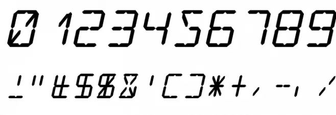 LCD Display: 14 Segment (Italic) Font OTHER CHARS