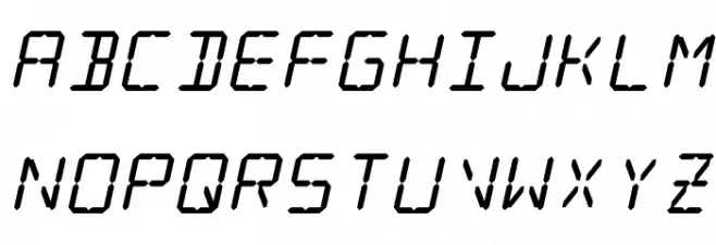 LCD Display: 14 Segment (Italic) Шрифта ВЕРХНИЙ