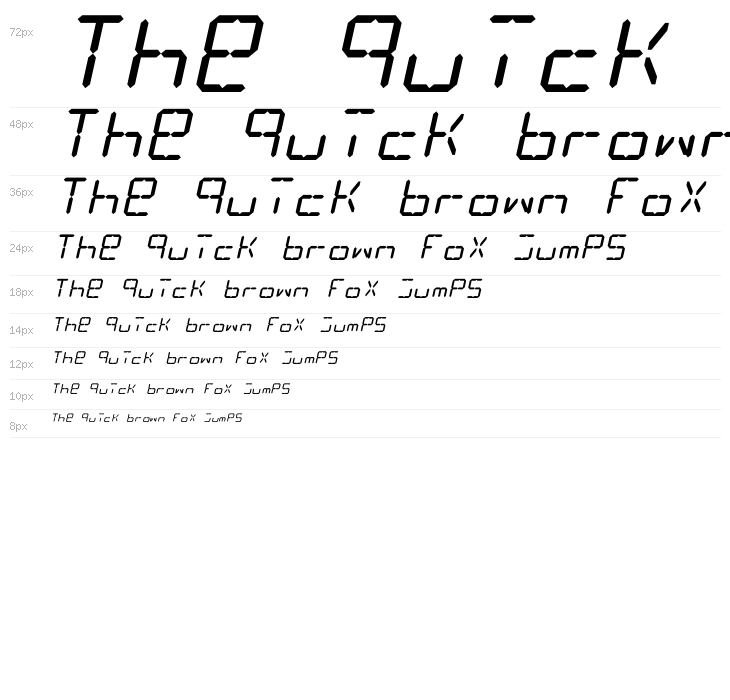 LCD Display: 14 Segment (Italic) Waterfall