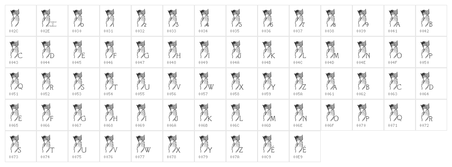 LCR America Prays LSF Character Map