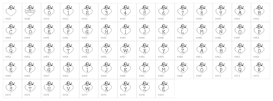LCR Cupid's Heart Character Map