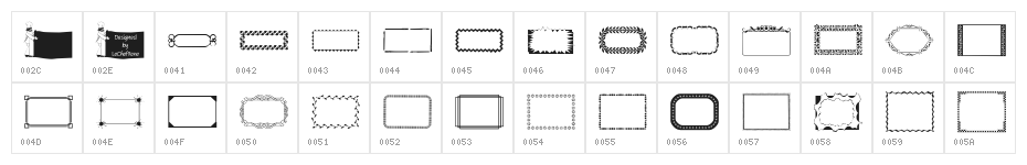 LCR Fun Frames II Character Map