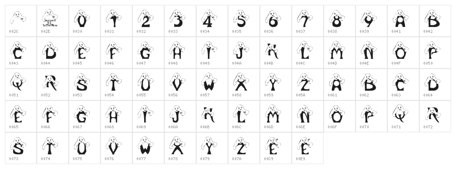 LCR Peek A Boo Character Map