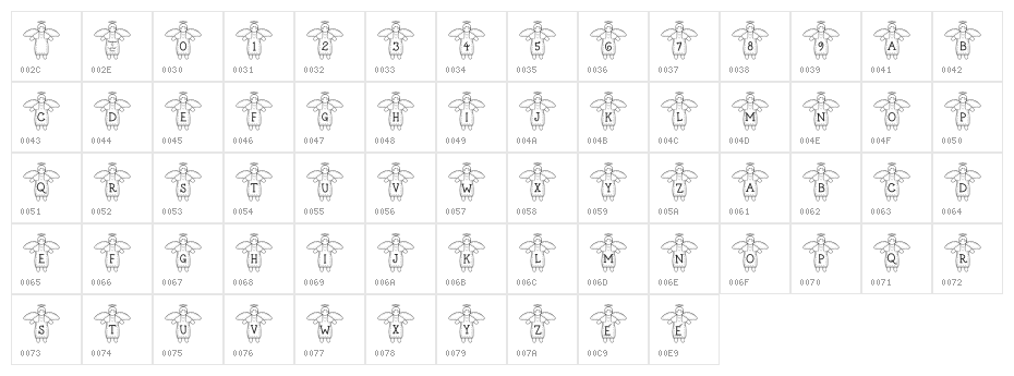 LCR Stitched by an Angel Character Map