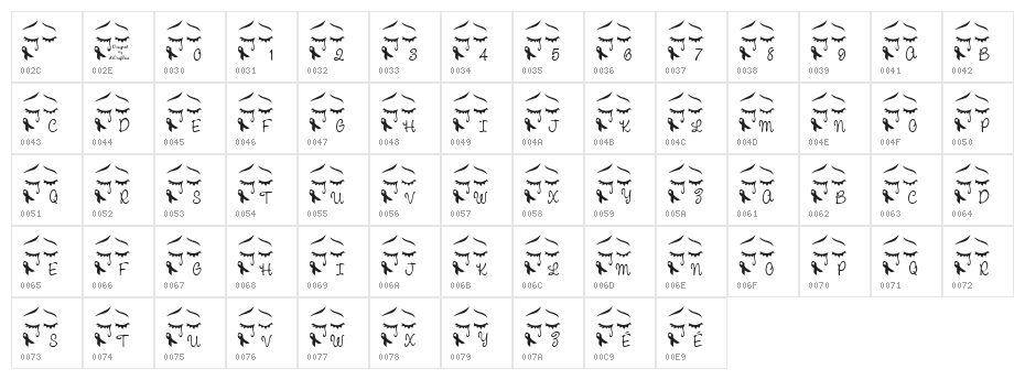LCR We Remember LSF Character Map