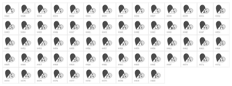 LCR Works of Heart Character Map