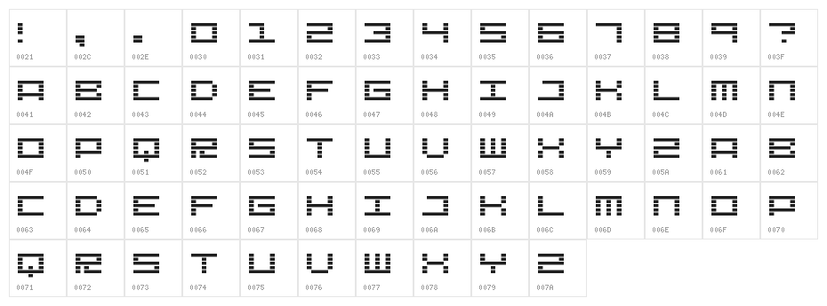 Lcd Expanded Regular Character Map