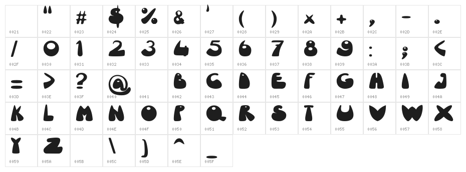 lcd.fr.st Character Map