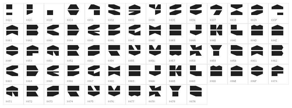 LDR HEXATRON Regular Character Map