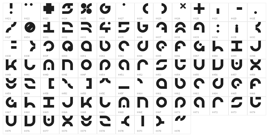 LDR MANUFACTURE Regular Character Map