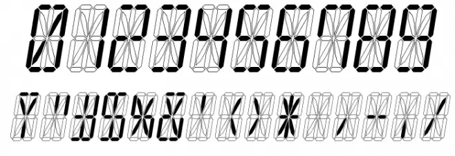 LED 16 Segment Italic Font OTHER CHARS