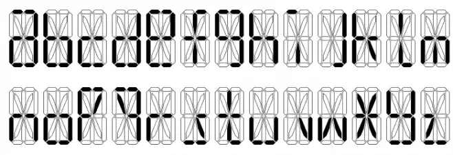 LED 16 Segment Schriftart Kleinbuchstaben
