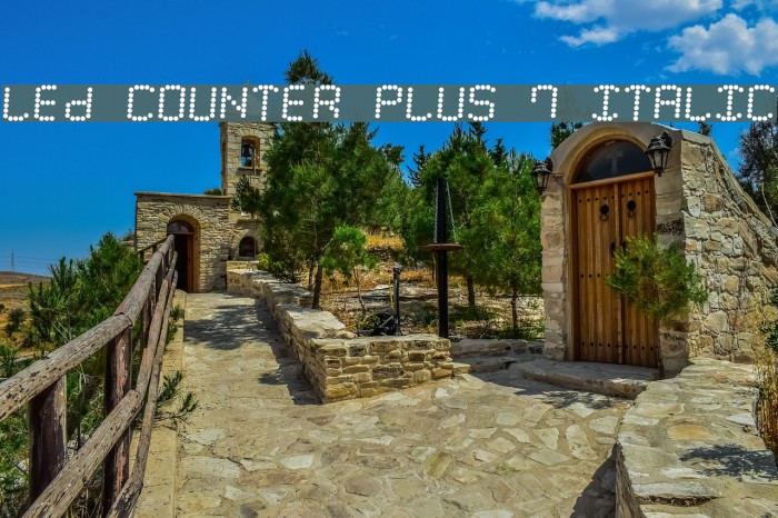 LED Counter Plus 7 Italic Font examples