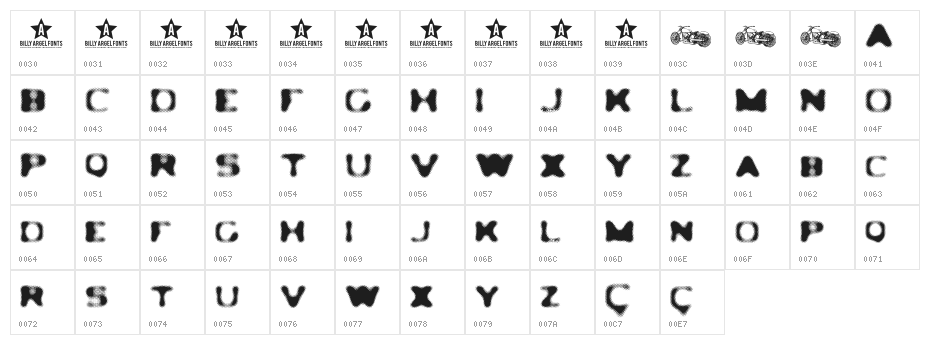 LEDLIGHT Character Map