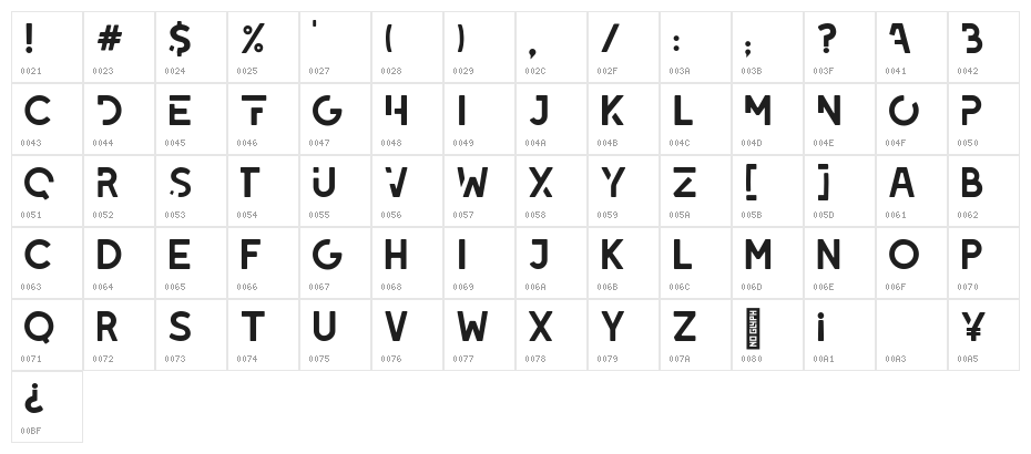 LEIXO DEMO Character Map