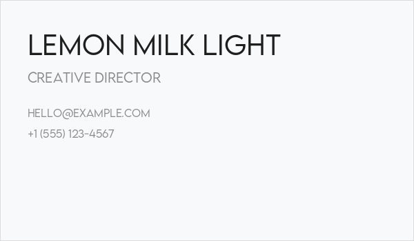 LEMON MILK Light Business Card