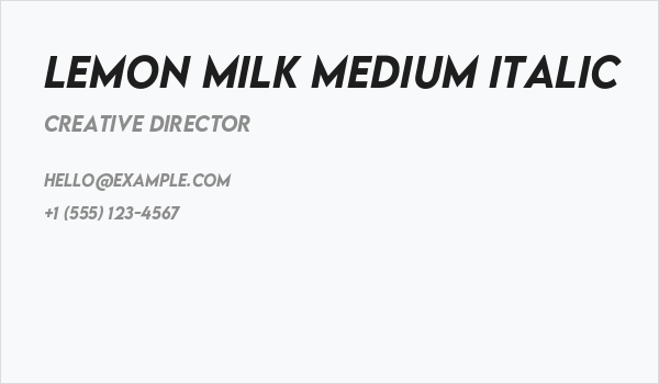 LEMON MILK Medium Italic Business Card