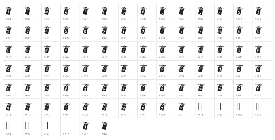 LETTER HANGER_JG Regular Character Map