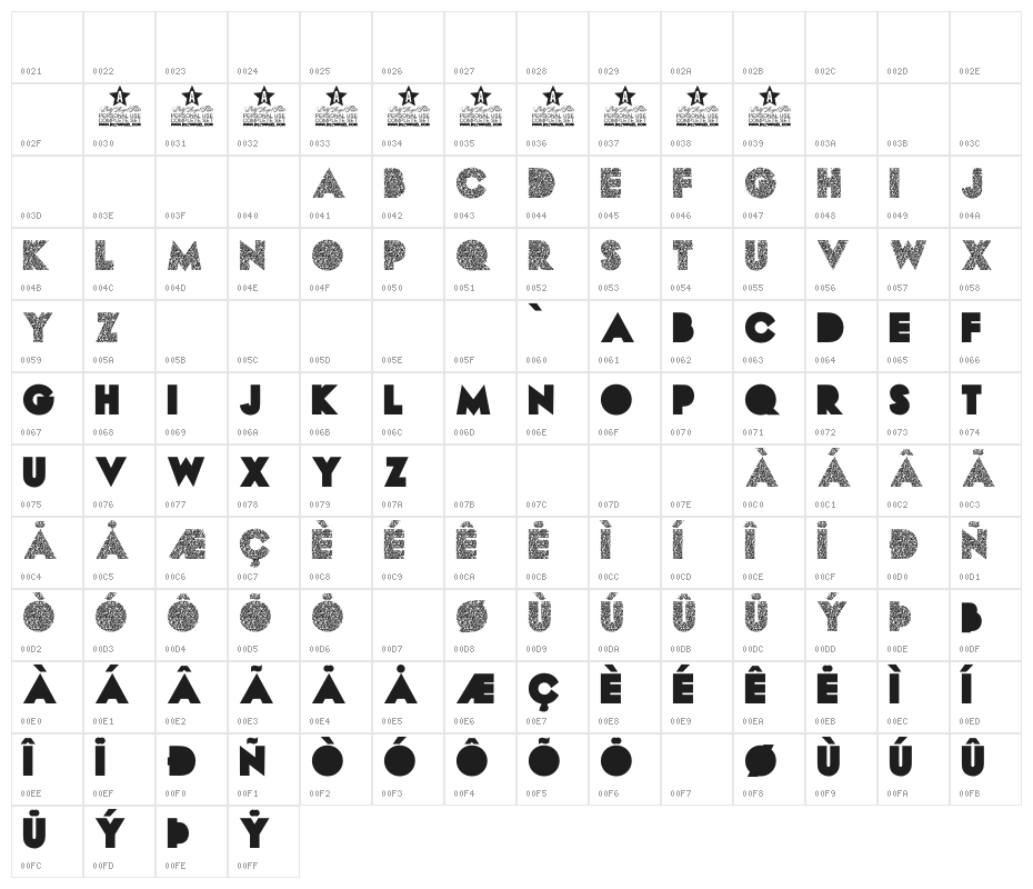 LETTERSPERSONALUSE-Regular Character Map
