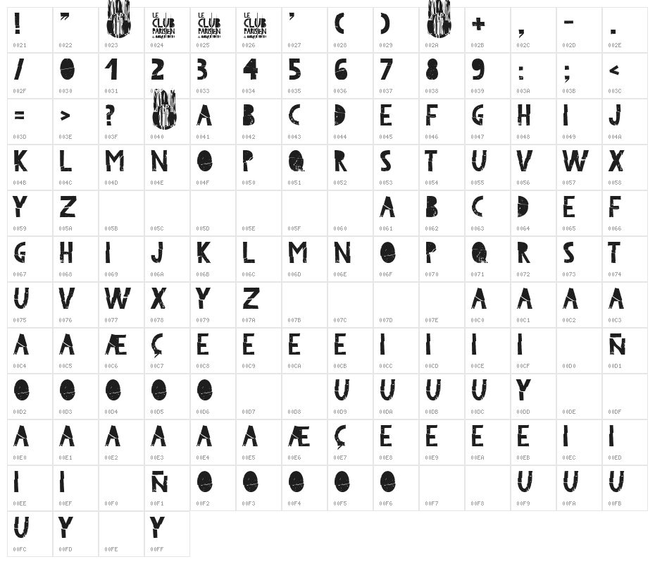 Le Club Parisien Character Map