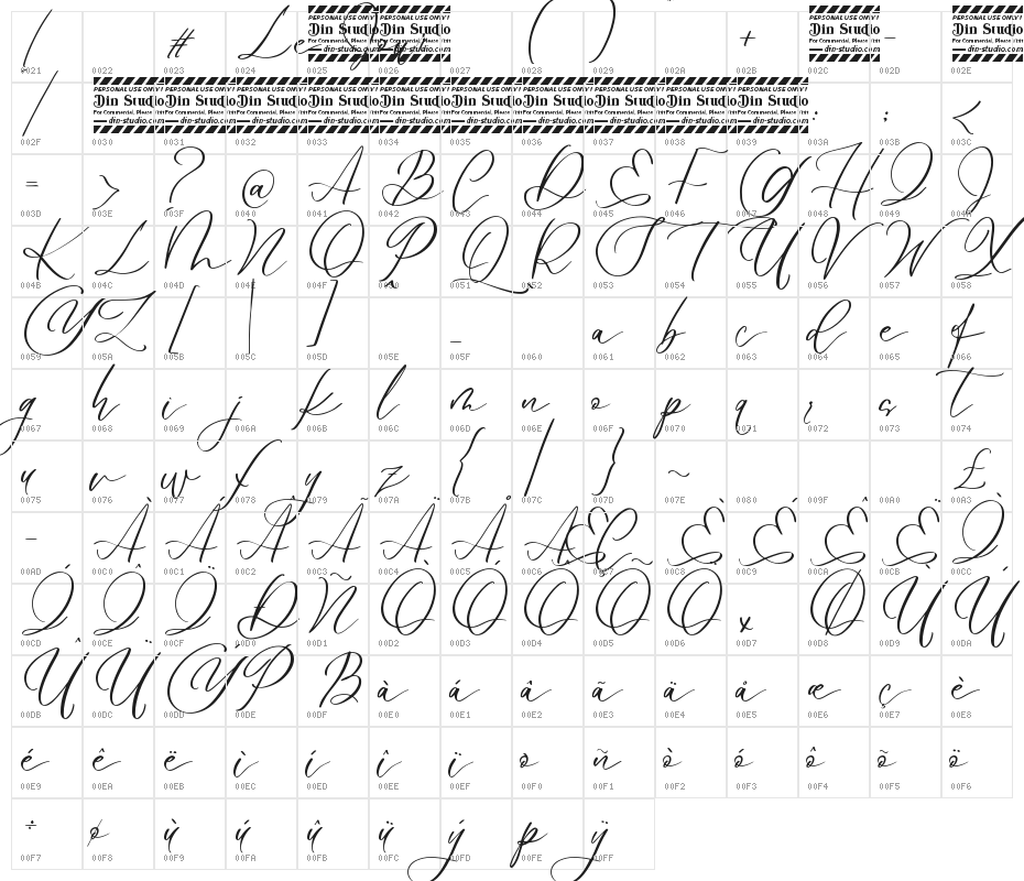 Le Jour Script Character Map