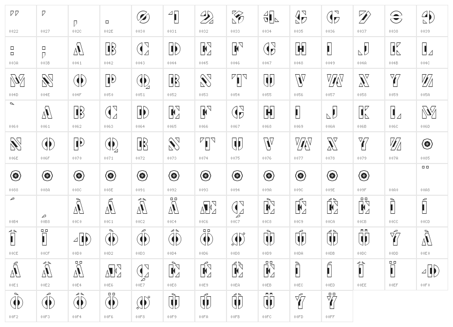 Le Pochoir Creux Character Map