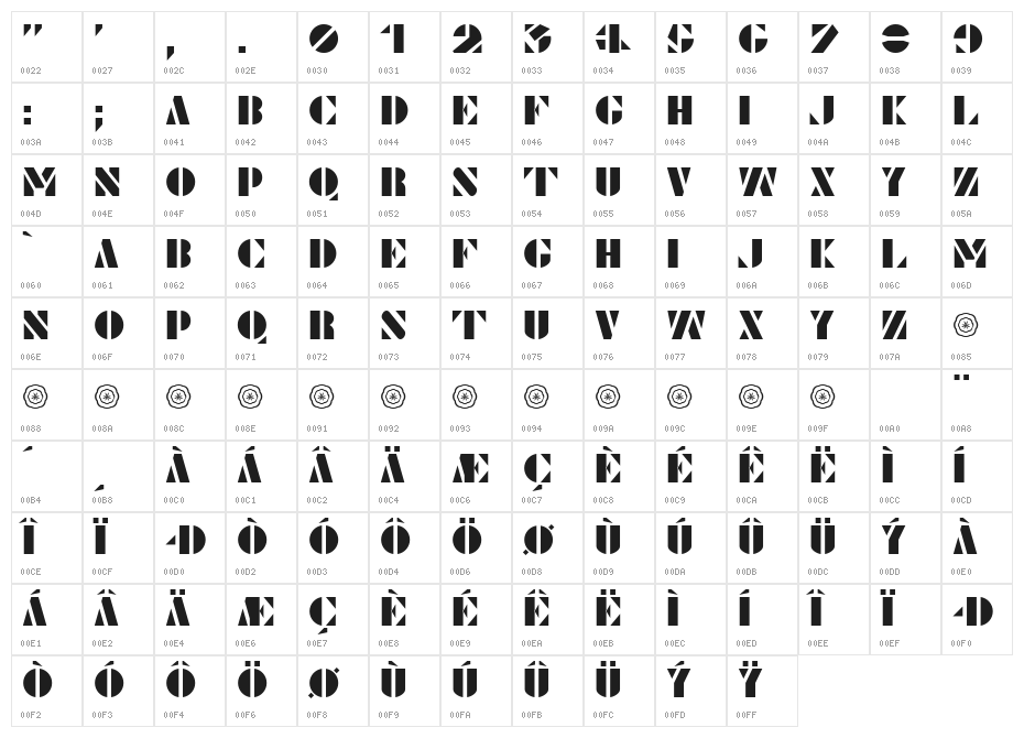 Le Pochoir Character Map