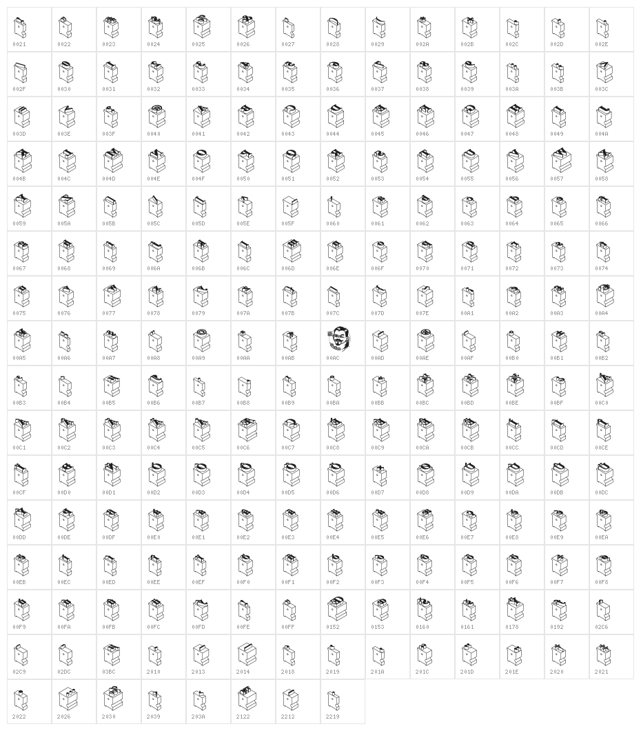 LeadTypeLeftInked Character Map