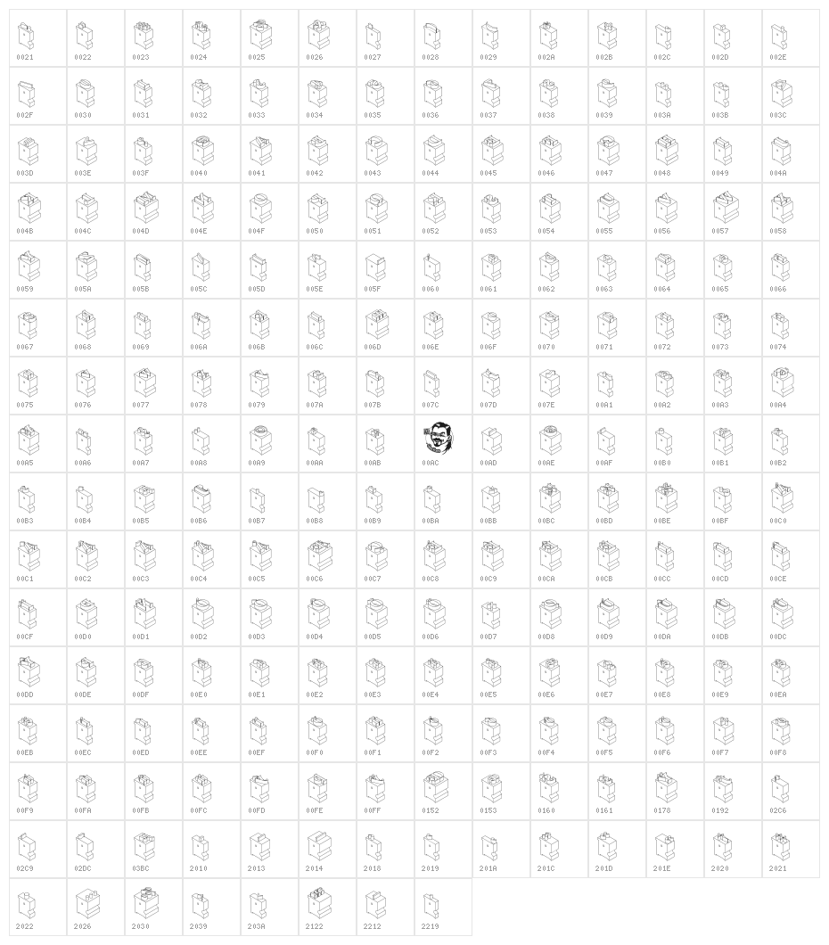 LeadTypeLeft Character Map