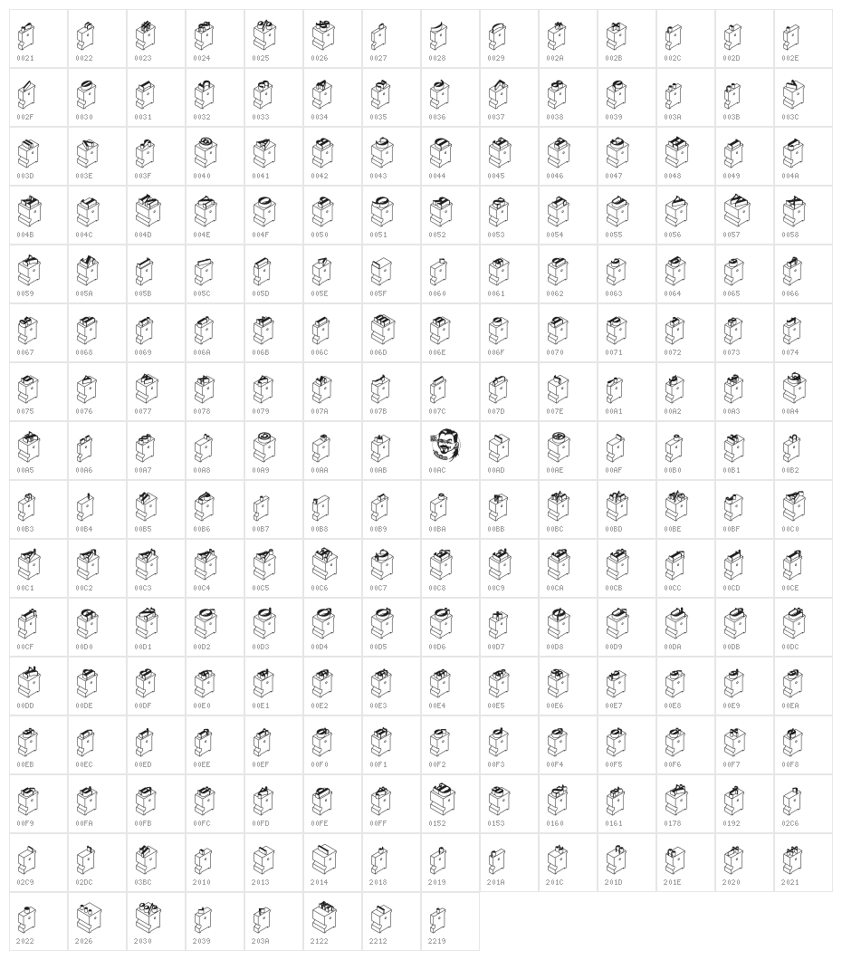 LeadTypeRightInked Character Map