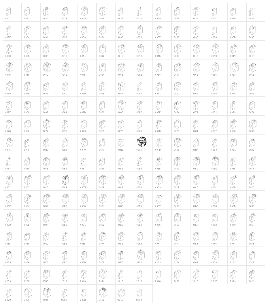 LeadTypeRight Character Map