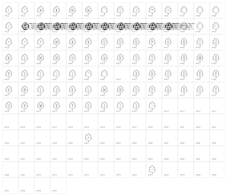 Leaf Letters  Outline Demo Character Map