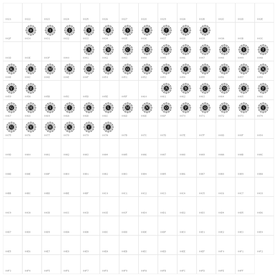 Leaf_Love_Mono Character Map
