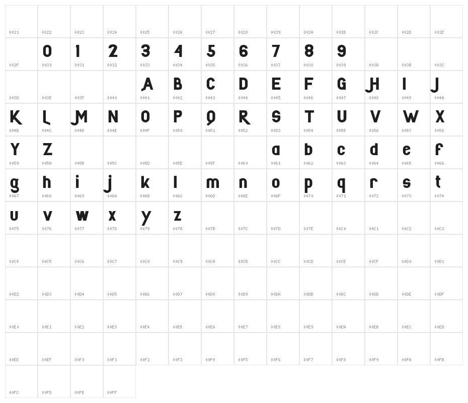 LeaferFREE Character Map
